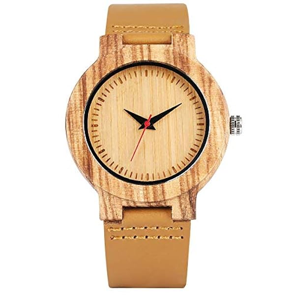 JNMDLAKO Klassiek Zebra Houten Kast Quartz Horloge Voor Heren Beknopte  Wijzerplaat Houten Horloges Voor Heren Premium