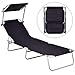 Heize best price Black Foldable Outdoor Relax Chaise Lounge Beach Chair Bed Camping Recliner w/Canopy Cot Outdoor Portable Military Bed Hiking(U.S. Stock)thumb 1