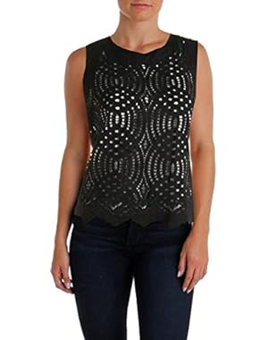 Calvin Klein Womens Lace Scalloped Blouse