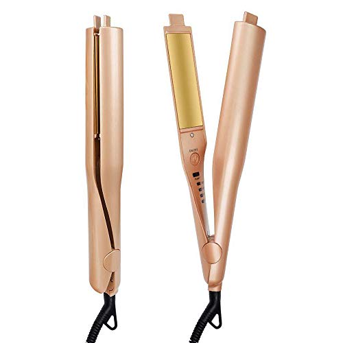 2 in 1 Hair Straightener and Curler, Curling and Straightening Iron for Hair - Dual Voltage Hair Curler with Ceramic Coating Flat Iron for Long & Short Hair Twist Curler(Gold) - Thumbnail 7