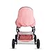 TRIOKID 2 in 1 Baby Deluxe Doll Pram ViViLIne Stroller Peach Pink Drawable Fabric Kids Toys with Doll Bassinet