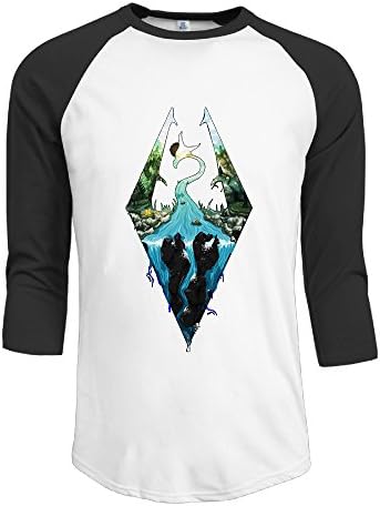 Men's The Elder Scrolls V Skyrim Logo Funny 3/4 Sleeve Raglan Shirt