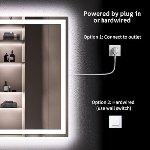 LOAAO 24"X32" LED Bathroom Mirror with Lights | Anti-Fog, Dimmable, 3 Color Temperature, Backlit + Front Lit, Memory Function, Tempered Glass, UL Listed