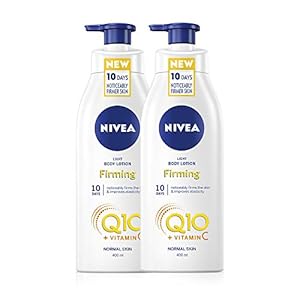 NIVEA Light Firming Body Lotion Q10 + Vitamin C Pack of 2 (2 x 400ml), Nourishing Firming Cream with Q10 & Vitamin C, NIVEA Soft Moisturising Cream for Firm Skin