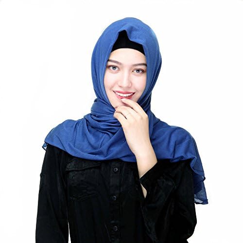 Uphily Classic Long Muslim Scarf Head Cap Shawl Poly Cotton Jersey Hijab Scarf
