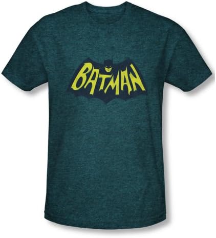 Warner Bros. Men's Batman Vintage Logo Premium Deep Teal Heather T-Shirt Large Heather