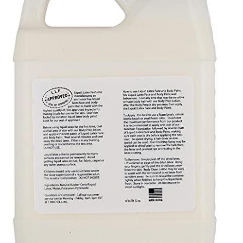 White 32 Oz Liquid Latex Body Paint, Ammonia Free No Odor, Easy On And Off, Cosplay Makeup