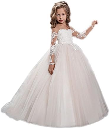 Kauste Lace Bodice Flower Girl Dress for Weddings First Communion Dress FB054