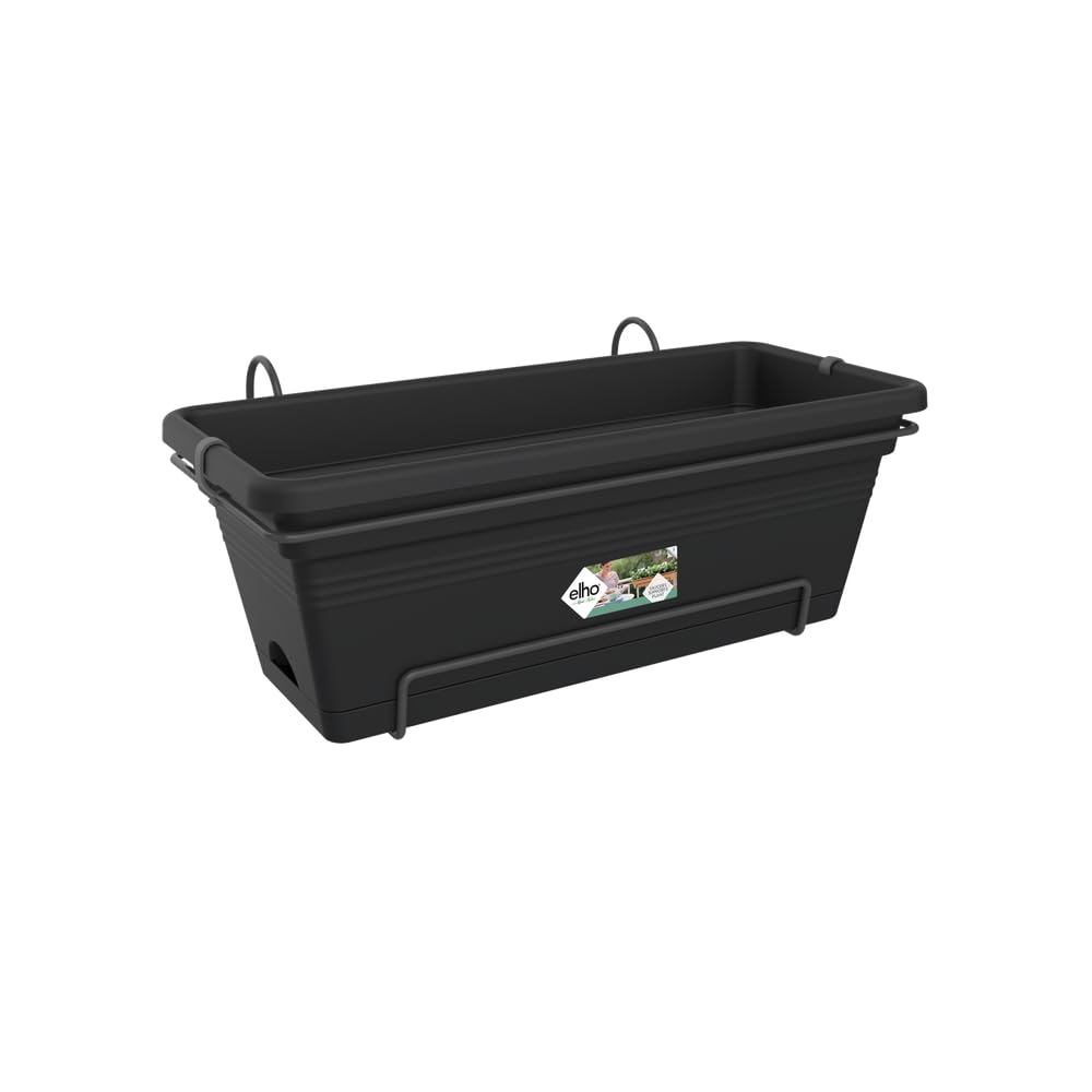elho Green Basics Trough Xl Allin1 55 - Planter for Balcony & Outdoor - Ø 54.5 x H 22.5 cm - Black/Living Black