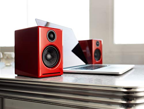 Audioengine A2 Plus 60W Powered Desktop Speakers, Built in 24Bit DAC and Analog Amplifier (Red)