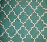 Upholstery Moroccan White on Aquamarine Waterproof Outdoor Canvas fabric 60