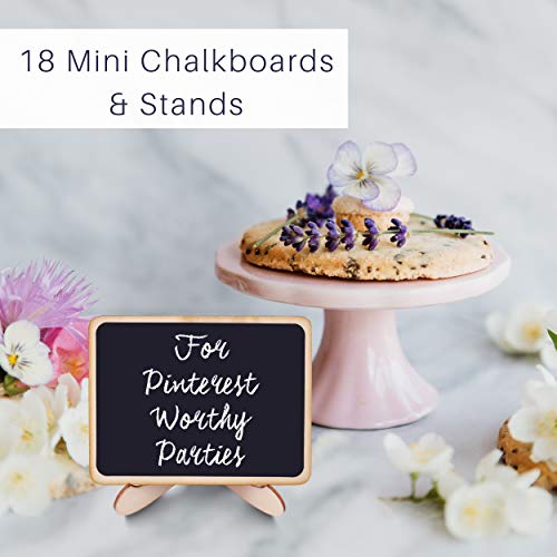 18 Premium Mini Chalkboard Signs - Lovely Wedding Signs for Wedding Table Decorations - Reusable Small Chalkboard Signs - Best Chalkboard Labels for Party Food Signs, Name Cards, Buffet & Catering