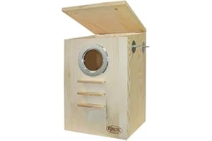 EXOTIC NUTRITION Squirrel Nest Box - Cage Attachment, Hinged Lid, Perching Ledge - for Squirrels, Sugar Glider, Rat, Finch, Parakeet, Lovebird, Canary, Cockatiel, Other Birds & Small Pets