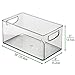 mDesign Plastic Rectangular Drawer Organizer Storage Bin Holder with Handles - for Home Office, Living Room, Kitchen, Bathroom, Bedroom; Desk Drawer - Holds Office Accessories - 4 Pack - Smoke Gray