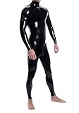 AvaCostume Black Latex Neck Entry Catsuit Unitard Shoulder Crotch Zipper
