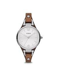 Fossil Georgia - Reloj de cuarzo para mujer de acero inoxidable y piel