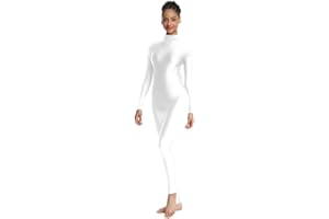 OVIGILY Adult High Neck Long Sleeve Dance Unitard for Women Bodysuits Full Body Leotard Spandex Catsuit