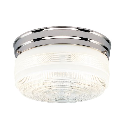 Westinghouse 6624100 Two-Light Flush-Mount Interior Ceiling Fixture, Chrome Finish with White and Clear Glass Westinghouse 6624100 Two-Light Flush-Mount Interior Ceiling Fixture, Chrome Finish with White and Clear Glass