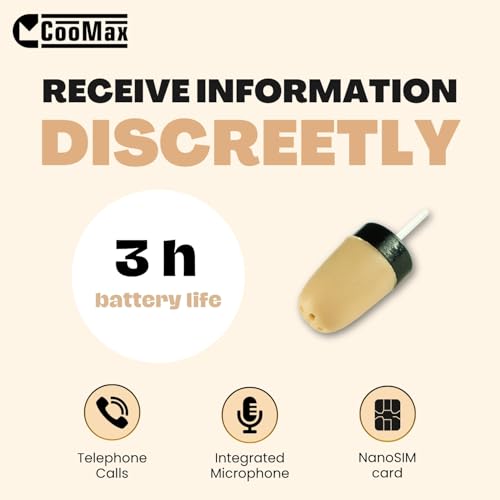 CooMax GSM Earpiece with Built-In Microphone - Microphone Earphone for Calling and Communication Wireless in the Ear, Nano SIM Compatible (VIP Pro Supermini Headset GSM Part)