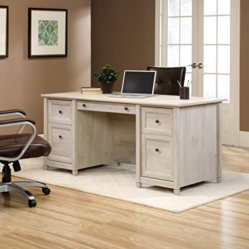 Sauder Edge Water Executive Desk, L: 65.12" x W: 29.53" x H: 29.37", Chalked Chestnut finish - Image 2