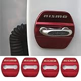 4Pcs Nismo Glossy Red Car Door Lock Protective Cover Case Emblem Sticker Decal Fit For 90% Vehicles