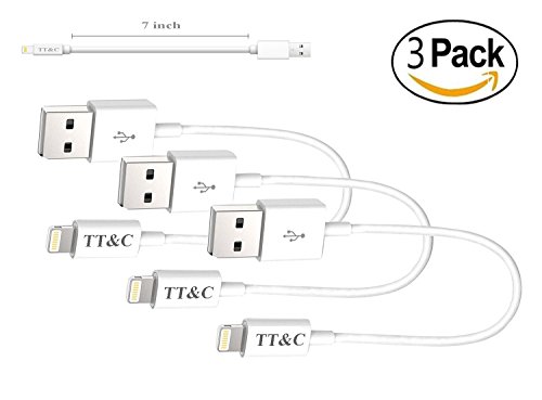 TT&C iPhone Lightning Short Cable [ 7inch 3-Pack ] Supreme Quality Syncing and Charging Cable Data Cord for iPhone 8, iPhone X, iPhone 7, 7Plus, 6, 6s, 6+, 6s+, 5, iPad Mini, Air, iPad 5, iPod