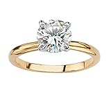 Round White Cubic Zirconia 14k Gold-Plated Solitaire Engagement Ring