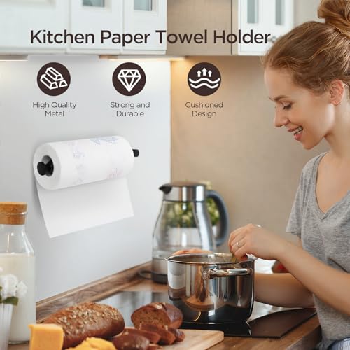 AiQInu Kitchen Roll Holder, Kitchen Tearable One-Hand, Paper Roll Holder Kitchen Paper Easily Teared, Both in Glue and Screws, for Bathroom, Cabinets, Vertical or Horizontal