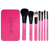 ACEVIVI Korea Style 7 pcs Lovely Pink Portable Cosmetic Brushes Tin Box Mini Travel Makeup Brushes