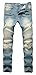 Men's Vintage Biker Moto Ripped Distressed Fashion Skinny Fit Denim Jeans