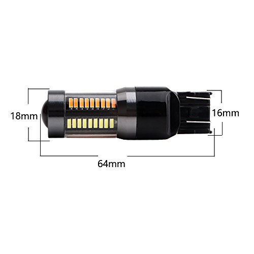 Grandview 7443 7444NA Extremely Bright 990LM White/Amber Dual Color Switchback 4014 Chipsets 66SMD LED Bulbs Turn Signal Light Blinker Flash Lamp Daytime Running Light 8000K 12V (Pack of 2)