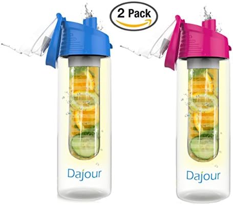Fruit Infuser Water Bottle 27 Ounce NO BPA Sports Flavor Fruit Infusion Bottle - PLUS Recipe Ebook and Cleaning Brush INCLUDED