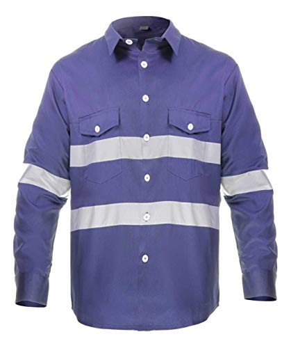 Just In Trend High Visibility Hi Vis Reflective Safety Work Shirts (Small, Navy Blue)