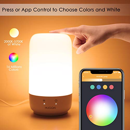 Smart Lamp, HUGOAI Touch Bedside Lamps, Compatible with Alexa and