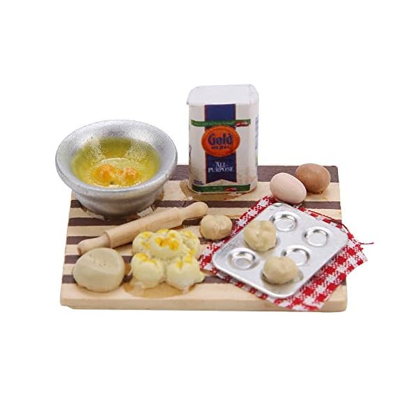 Zerodis Puppenhaus Essen Kochen Bord Spielzeug 1:12 Puppenhaus Zubehör Mini Spielhaus Spielzeug Miniatur Lebensmittel…