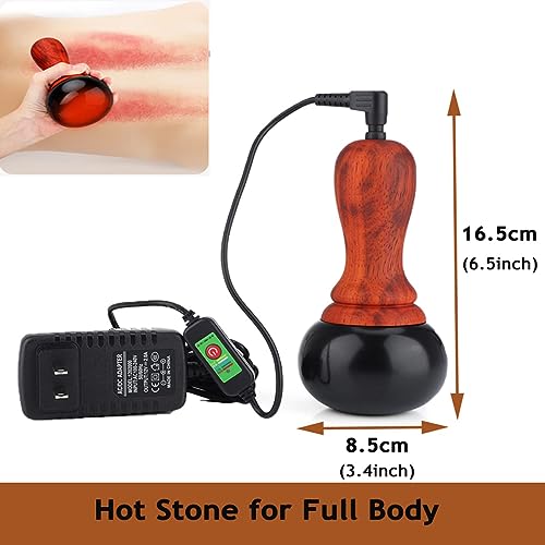 TERRIFI Electric Hot Stones Massage Kit with Temperature Control, Includes Natural Bian Stone Gua Sha Scraping Massage Tools, Ideal for SPA, Relaxation, Pain Relief and Massage Treatments