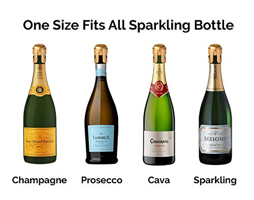 Gold Champagne Stopper (3 Pkg), Designed in France, Bottle Sealer for Cava, Prosecco, Sparkling Wine, Gold Plated, No Sharp Edge, Simple Design, No Leaks, No Spills, Passed 13 lbs Pressure Test