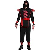KalcyKizz Men's 5 Pc Dragon Ninja outfit Halloween Cosplay Costume