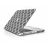 TOP CASE - Quatrefoil / Moroccan Trellis Ultra Slim Light Weight Matte Hard Case Cover for Old Generation Macbook Pro 13-inch (A1278/with or without Thunderbolt) - NOT for Retina Display - Gray