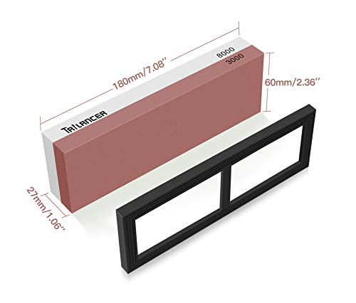 Professional Knife Sharpening Stone 3000/8000 Whetstone, Premium Knife Sharpener, Trilancer Waterstone, Angle Guide and User Manual Included