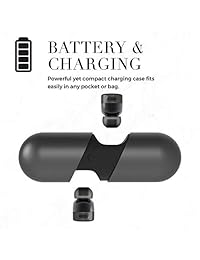 Rowkin Pace: verdaderos auriculares inalámbricos con funda de carga. Compatible con Bluetooth 5.0, auriculares a prueba de sudor. Auriculares manos libres con micrófono para Android y iPhone (negro)