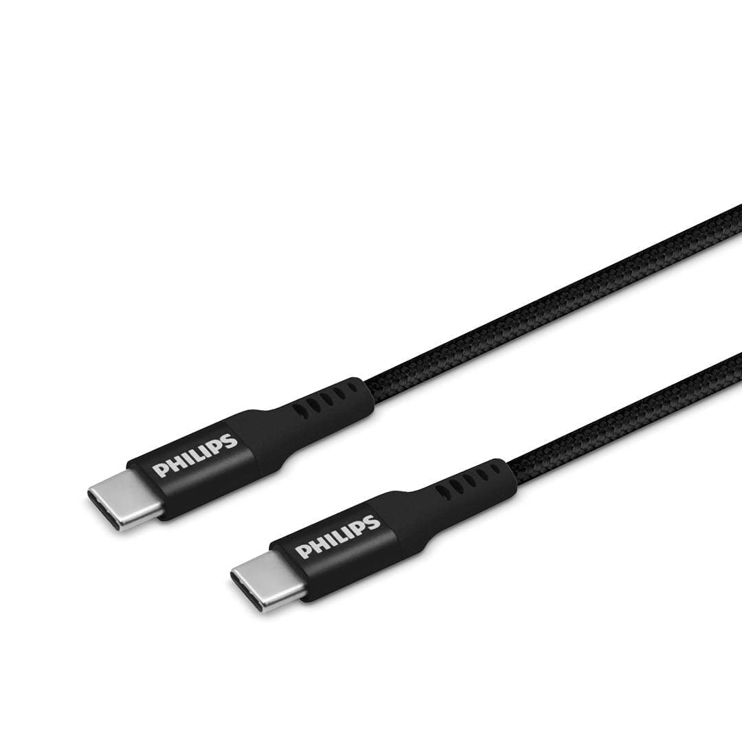 Philips DLC5206C/00 - USB-C to USB-C - 200 cm and Braided - for Type C Chargers - Black