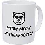 Wampumtuk Meow Meow Cool Cat Face Glasses 11 Ounces Funny Coffee Mug