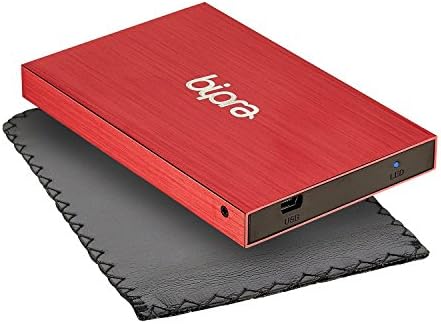(2 Year Warranty by Trio Digi) 1TB USB 3.0 2.5 inch FAT32 Portable External Hard Drive 3.0 - (RED)