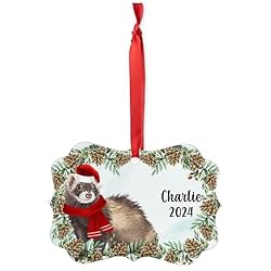 Sable Mask Ferret Christmas Ornament 2024