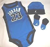 Nike Air Jordan Baby Boys Bodysuit Hat Booties Set Size 0-6 Months 3 Piece Set 0-6m