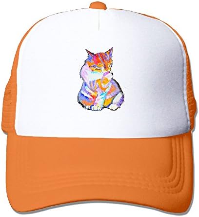 Anraglan Rainbow Cat Unisex Baseball Trucker Hats Cap Orange