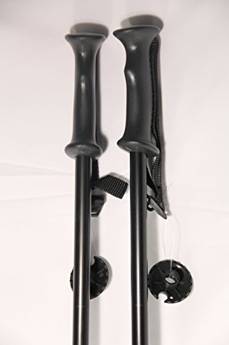 WSD Ski Poles Telescopic Adjustable Adult Downhill/Alpine Collapsible Pair with Baskets, Black New, 115 cm - 135 cm (45"-53")