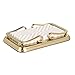 mDesign Guest Towel Holder Tray for Bathroom Vanity Countertop - Soft Brass