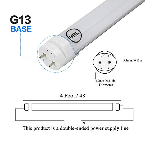 YQL F40T12 T10 T8 Led Tube Bulb Light 4ft 48in 22W(40W-50W Equivalent) 6500K White Frosted Dual-End Powered Ballast Bypass Replacement for Flourescent Tubes Garage Warehouse Factory Shop Light-25 Pack
